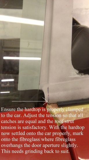Hardtop needs overhang grinding back away from door aperture